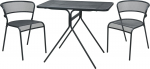 Metalinis sodo baldų komplektas, staliukas 90 x 52 x 47 cm, 2 kėdės 54 x 57 x 70 cm, spalva tamsiai