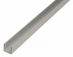Aliuminio profilis U formos, anoduotas, sidabrinės sp., matmenys 1,5 x 20 x 20 x 1000 mm, 473877
