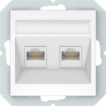 Kompiuterio lizdas VILMA Qr1000 Klrj45-26E2-02, 2 x RJ45, įleidžiamas, 6 kategorijos, baltos sp.