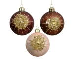 Stikl. kalėdinių eglės žaisliukų rinkinys BAUBLE SHINY, įvairių sp., 3 rū&scaron;ys , 8 cm, 3 vnt