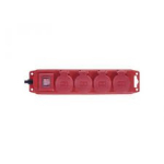 Ilgiklis EMOS, 4 lizdai, 5 m, IP44, jungtukas, juodos/raudonos sp.