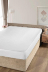 Satininė paklodė su guma STRIPE, baltos sp., 140 x 200, 100% medvilnės