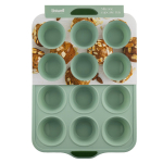 Silikoninė keksiukų forma UNIWELL, žalios sp., 12 vnt