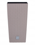 Lauko plastikinis vazonas RATO SQUARE, su įdėklu, smėlio sp., 27 x 27 x 50 cm