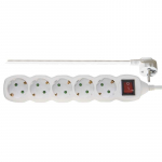 Ilgiklis EMOS, 5 lizdai, 5 m, H05VV-F3G 1.5 mm&sup2;, su jungtuku, baltos sp.