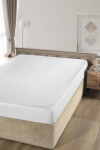 Medvilninė paklodė su guma CREYA WHITE, 200 x 200 + 25 cm, baltos sp., 100% medvilnės