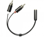 Adapteris DELTACO AUD-204 , 3.5mm F - 2xRCA M, 0.1m, juodos sp.