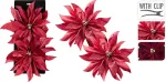 Įsegamų kalėdinių dekoracijų rinkinys POINSETTIA, įvairių sp., 2 rū&scaron;ių, 18 cm