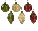 Stiklinis kalėdinis eglės žaisliukas BAUBLE, 6 rū&scaron;ių, įvairių sp., 8 cm, 1 vnt