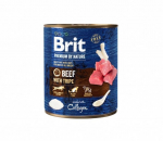 Konservuotas ėdalas &scaron;unims BRIT PREMIUM BY NATURE BEEF WITH TRIPES su jautiena, 800 g