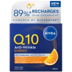 Naktinis veido kremas nuo rauk&scaron;lių Nivea Q10 Anti-Wrinkle Energy Recharging, 50 ml