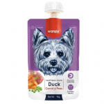 Skanėstas &scaron;unims WANPY mėsos pasta, su antiena, morkomis ir žirneliais, 90 g