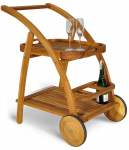 Medinis lauko baro staliukas su ratukais AK-531B, ruda