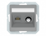 TV SAT ir kompiuterio (RJ45) lizdas QR1000, be rėmelio, pilkos matinės sp.