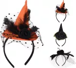 Galvos dekoracija HALLOWEEN WITCH HAT, įvairių sp., 3 rū&scaron;ių, 24 cm