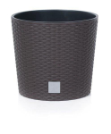 Lauko plastikinis vazonas RATO ROUND, su įdėklu, rudos sp., 25 x 25 x 22 cm