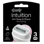 Keičiamos skustuvo galvutės su 4 a&scaron;menimis Wilkinson Intuition Nourishing, 3 vnt.
