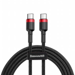 Kabelis BASEUS, USB C - USB C ki&scaron;tukas, QC 3.0 PD 2.0 , raudonos/juodos sp., 1 m