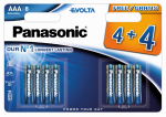 Elementai PANASONIC EVOLTA ALKLINE AAA, 1,5V, 24A, LR03, 8 vnt. (4+4)