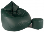 Sėdmai&scaron;is su pufu Mega Comfort XXL, dirbtinė oda, tamsiai žalias