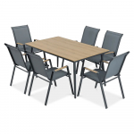 Lauko baldų komplektas NOVA DINING 6 vietų, tamsiai pilka