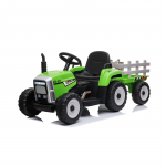 Vaiki&scaron;kas elektrinis traktorius su priekaba, žalias