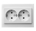 Dvigubas ki&scaron;tukinis lizdas EPSILON, su įžeminimu, baltos sp.