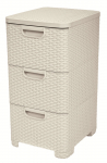 Komoda CURVER RATTAN STYLE, 3 stalčių, baltos spalvos, h59,5 x 32,5 x 37,5 cm