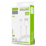 USB kabelis DF105, USB-A - USB-C 1 m, baltos sp.