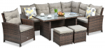 Lauko baldų komplektas IBIZA Corner + su foteliu, Brown