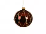 Stiklinis kalėdinis eglės žaisliukas BAUBLES, t. raudonos sp., 8 cm, 1 vnt