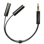 Adapteris DELTACO AUD-200 , 3.5mm M - 2x3.5mm F, 0.1m, juodos sp.