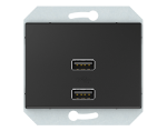 USB maitinimo lizdas QR1000, 2 vietų, 5V DC 3,4 A, antracitas