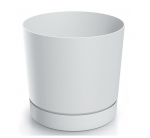 Plastikinis vazonas TUBO P, baltos sp., 13 x 13 cm