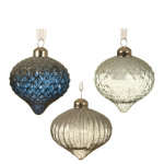 Kalėdinių eglės žaisliukų rinkinys ONION GLASS, įvairių rū&scaron;ių, 8 cm, 2 vnt.