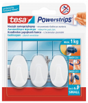 Kabliukai TESA SMALL OVALE, baltos sp., 3 vnt.