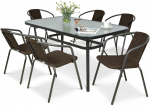 Lauko baldų komplektas SIMPLE 150 cm, 6+1, Brown