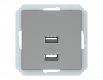 USB maitinimo lizdas 2 vietų (2XUSB) QR1000, be rėmelio, pilkos matinės sp.