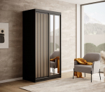 Spinta ADRK Delia, ruda sp./juoda sp., 100 cm x 60 cm x 205 cm, su veidrodžiu
