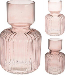 Stiklinė vaza, rausvos sp., 14x24 cm