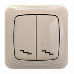 Perjungiklis su rėmeliu ALFA, 2 klavi&scaron;ų, smėlio sp.