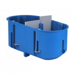 Dvivietė pagilinta dėžutė į gipso kartoną 140x68x63mm, 960 &deg;C, IP20, mėlynos sp.