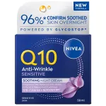 Naktinis veido kremas nuo rauk&scaron;lių jautriai odai Nivea Q10 Anti Wrinkle Sensitive Revitalising Night Cream, 50 ml