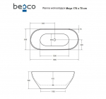 Vonia Besco Moya Matt Black&White 170, su Klik-klak Black valomu i&scaron; vir&scaron;aus