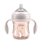 Pirmasis mokomasis puodelis su mink&scaron;tu snapeliu Chicco Transition Cup, smėlio, nuo 4 mėn., 200 ml