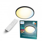 Plafoninis LED &scaron;viestuvas PHILIPS VALEN 22W 2200-6500K 2900lm juodas &Oslash;42,1x2,4cm su pultu