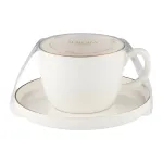 Porcelianinis puodelis su lėk&scaron;tute AURORA URBAN GOLD, baltos sp., 300 ml