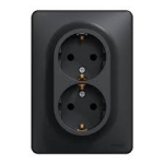 Dvivietis ki&scaron;tukinis lizdas SCHNEIDER Sedna Design, įžem., su rėmeliu, antracit; SDD314221