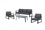 Lauko baldų komplektas LAGOS: sofa, stalas ir dvi kėdės, pilkos sp.