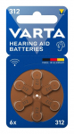 Elementai klausos aparatams VARTA 312, 6 vnt